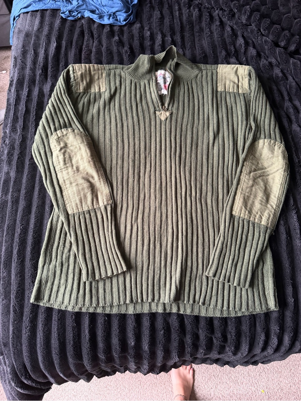 Olive Ribbed Half-Zip Sweater size 3XL - Picture 2 of 5